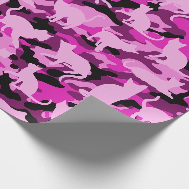 Hot Pink Catmouflage Wrapping Paper (Corner)
