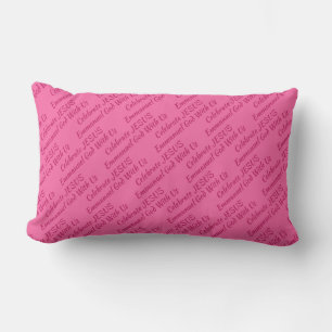 Hot Pink CELEBRATE JESUS EMMANUEL Christmas Lumbar Cushion