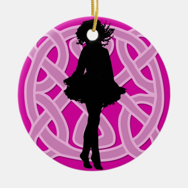 Hot Pink Celtic Dancer Ornament (Front)
