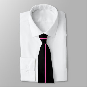 Hot Pink Centred Thin Vertical Line on Black Tie