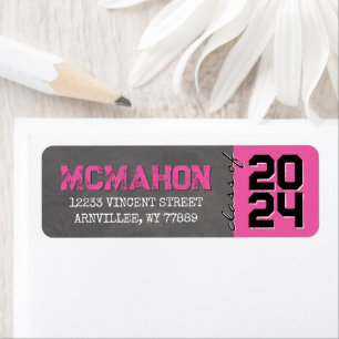 Hot Pink Chalkboard Graduation Return Address Label