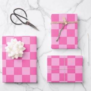Hot Pink Checkerboard Wrapping Paper Sheet