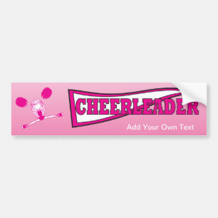 Hot Pink Cheerleader Girl Silhouette Bumper Sticker