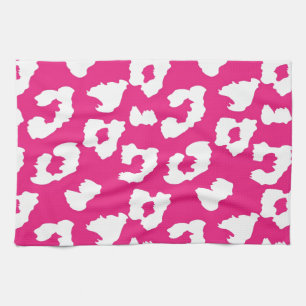 Hot Pink Cheetah Leopard Print Tea Towel
