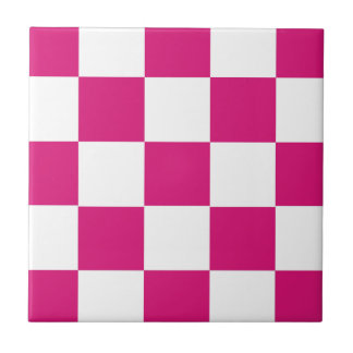 Hot Pink Chequerboard Ceramic Tile