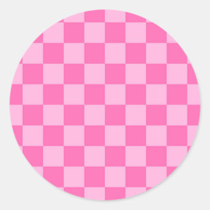 Hot Pink Chequerboard Classic Round Sticker