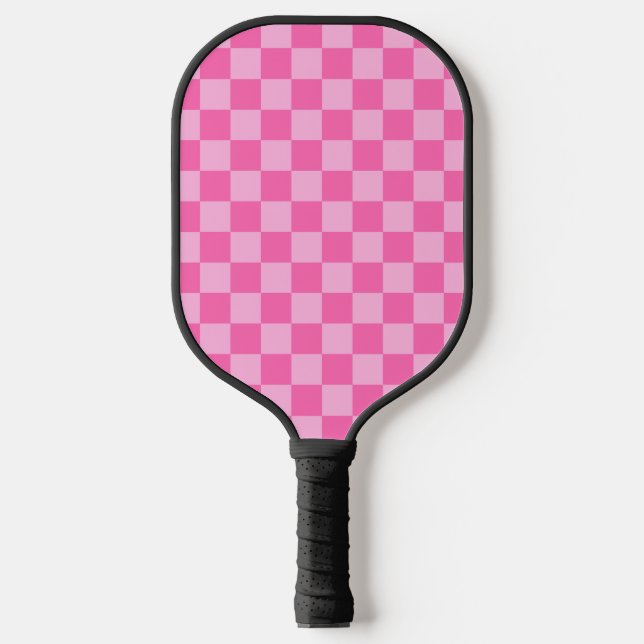 Hot Pink Chequerboard Pickleball Paddle (Front)