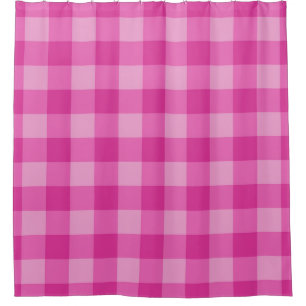Hot Pink Chequered Squares Plaid Pinks Shower Curtain