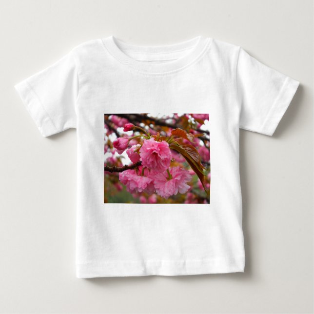Hot Pink Cherry Blossom Flowers Baby T-Shirt (Front)