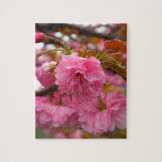 Hot Pink Cherry Blossom Flowers Jigsaw Puzzle (Vertical)