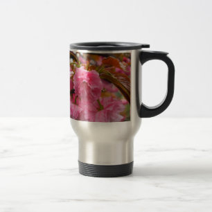 Hot Pink Cherry Blossom Flowers Travel Mug