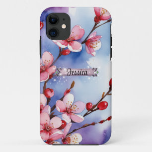 Hot Pink Cherry Blossoms Purple iPhone / iPad case