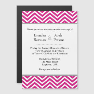 Hot Pink Chevron Magnetic Wedding Invitation