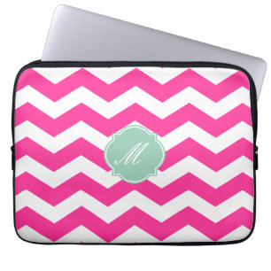 Hot Pink Chevron Pattern Laptop Sleeve