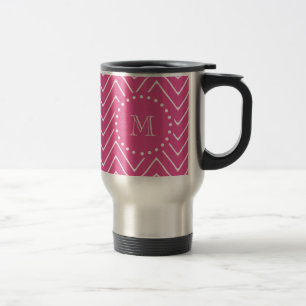 Hot Pink Chevron   Your Monogram Travel Mug