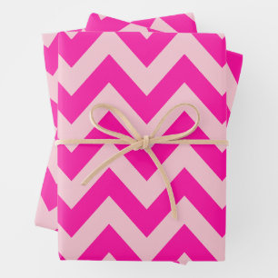 Hot Pink Chevron Zigzag Pattern Wrapping Paper Sheet