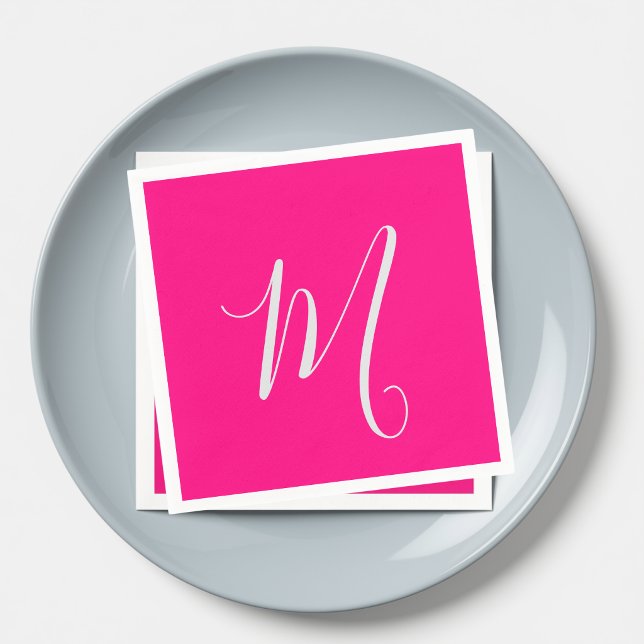 hot pink- chic monogram  napkin (Creator Uploaded)