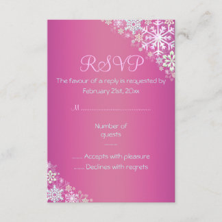 Hot Pink Chic Snowflake RSVP Card