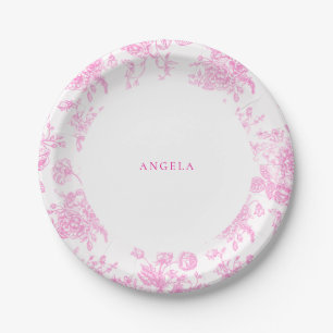 Hot Pink Chinoiserie Bridal Shower Personalised Paper Plate