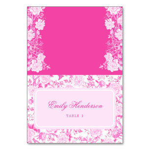 Hot Pink Chinoiserie Wedding Table Place Cards