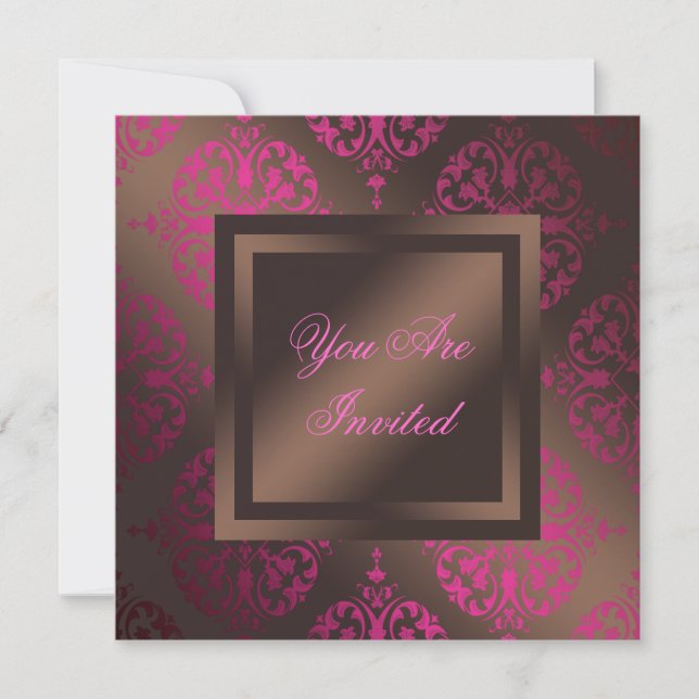Hot Pink Chocolate Brown Party Invitation (Front)