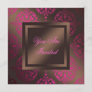 Hot Pink Chocolate Brown Party Invitation