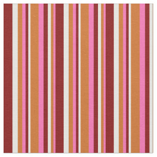 Hot Pink, Chocolate, Mint Cream & Maroon Lines Fabric
