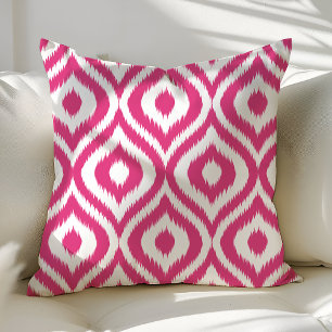 Hot Pink Choose Your Own Colour Ogee Ikat Pattern Cushion