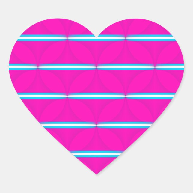 Hot Pink Circle Polka Dots Diamond Teal Stripes Heart Sticker (Front)