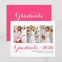 Hot Pink Class of 2025 Photo Collage Graduation