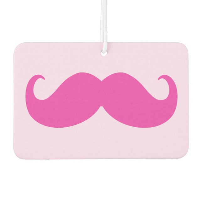 Hot Pink Classic Moustache Car Air Freshener (Front)