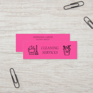 Hot Pink Cleaning Services Company Mini Business Card