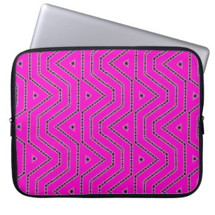 Hot Pink Colour Black Graphic Art Designer Pattern Laptop Sleeve