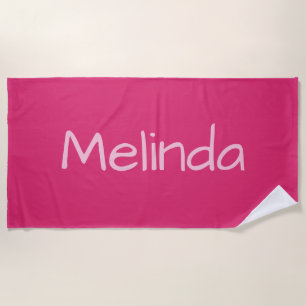 Hot Pink Colour Custom Name beach towel