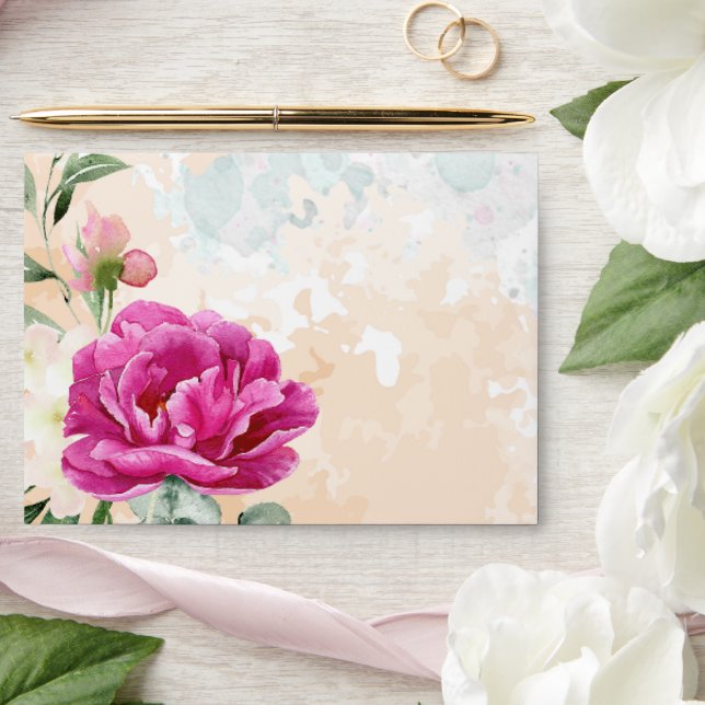 Hot Pink Colour Splash Wedding Envelope (Wedding)