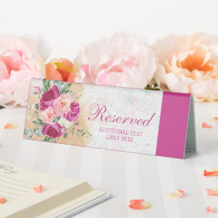 Hot Pink Colour Splash Wedding Reserved Tent Sign