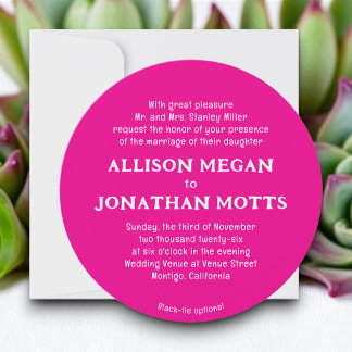 Hot Pink Colourful Contemporary Wedding Invitation