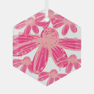 HOT PINK CONEFLOWER BLOSSON GLASS TREE DECORATION