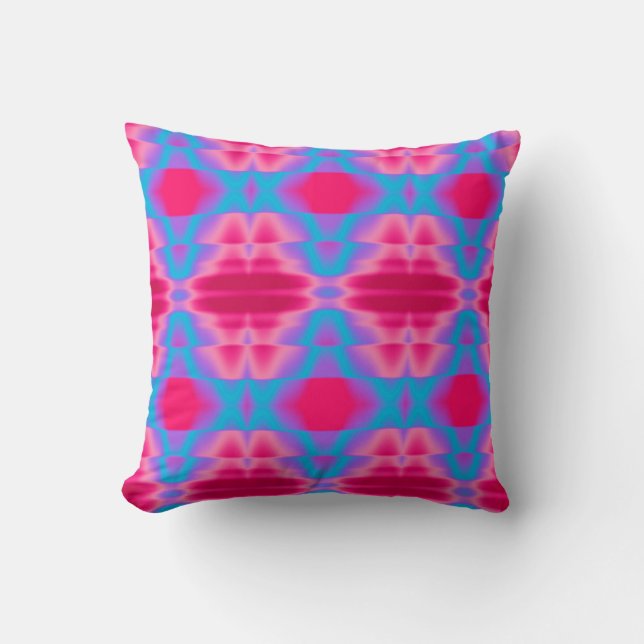 Hot Pink Cool Blue Abstract Cushion (Front)