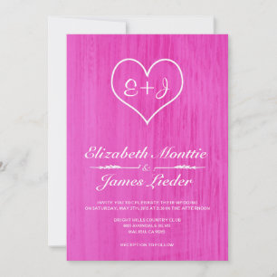 Hot Pink Country Wedding Invitations