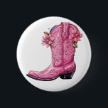 Hot Pink Cowgirl Boot Howdy 6 Cm Round Badge<br><div class="desc">If you're a fan of the bold and vibrant spirit of the 2000s,  this design is the perfect fusion of modern flair and vintage cowgirl nostalgia.</div>