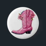 Hot Pink Cowgirl Boot Howdy 6 Cm Round Badge<br><div class="desc">If you're a fan of the bold and vibrant spirit of the 2000s,  this design is the perfect fusion of modern flair and vintage cowgirl nostalgia.</div>