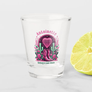Hot Pink Cowgirl Boots & Disco Ball Bachelorette Shot Glass