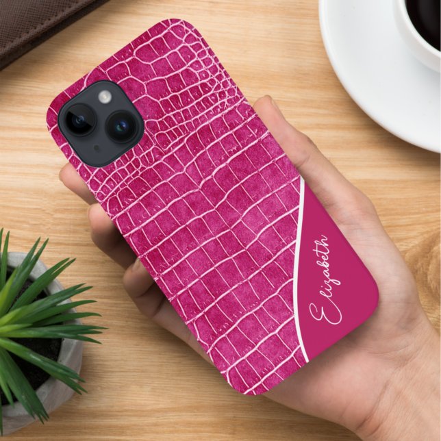Hot Pink Crocodile Personalised Case-Mate iPhone Case (Creator Uploaded)