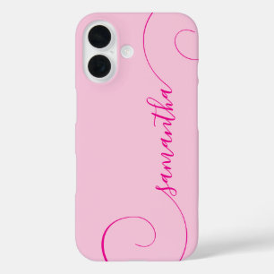 Hot Pink Curly Signature iPhone 16 Case