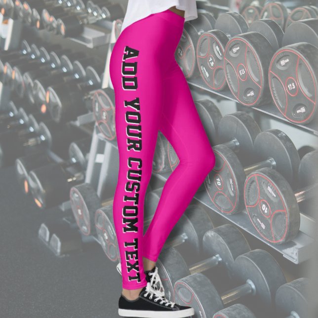 Hot Pink Custom Text Personalized Leggings Design (Creator Uploaded)