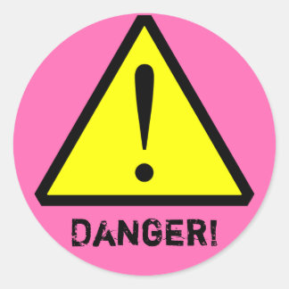 Hot Pink Customisable Warning Symbol Sticker