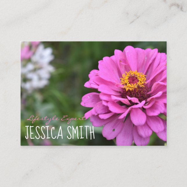 Hot Pink Dahlia Flower Floral Nature Photography Business Card (Front)