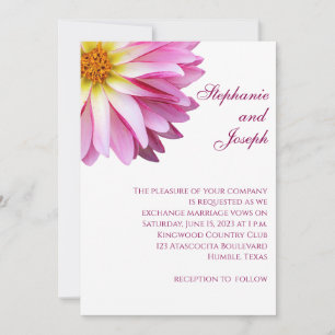 Hot Pink Dahlia Square Wedding Invitation