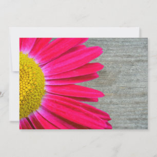 Hot Pink Daisy & Barnwood Wedding Invitation